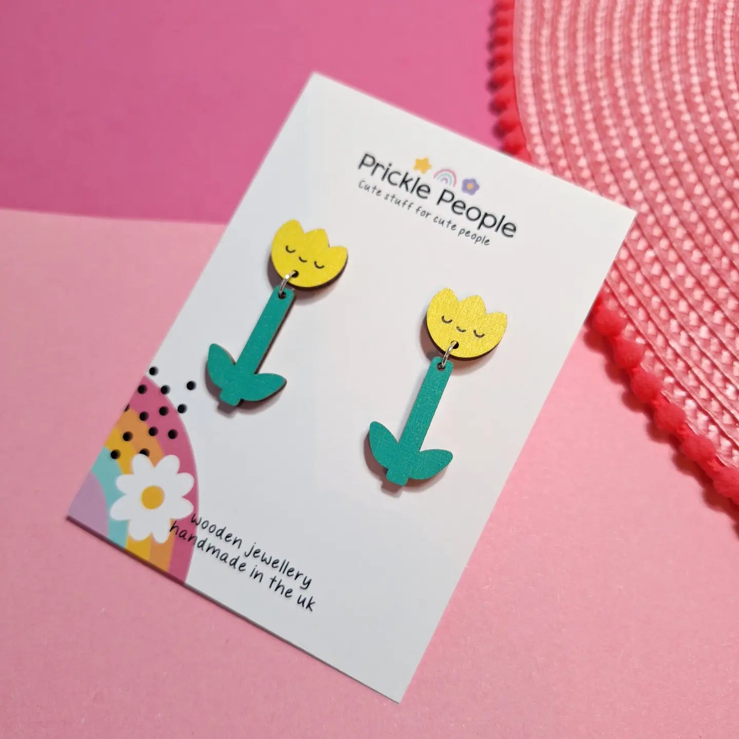 Cute Yellow Tulip Dangle Earrings
