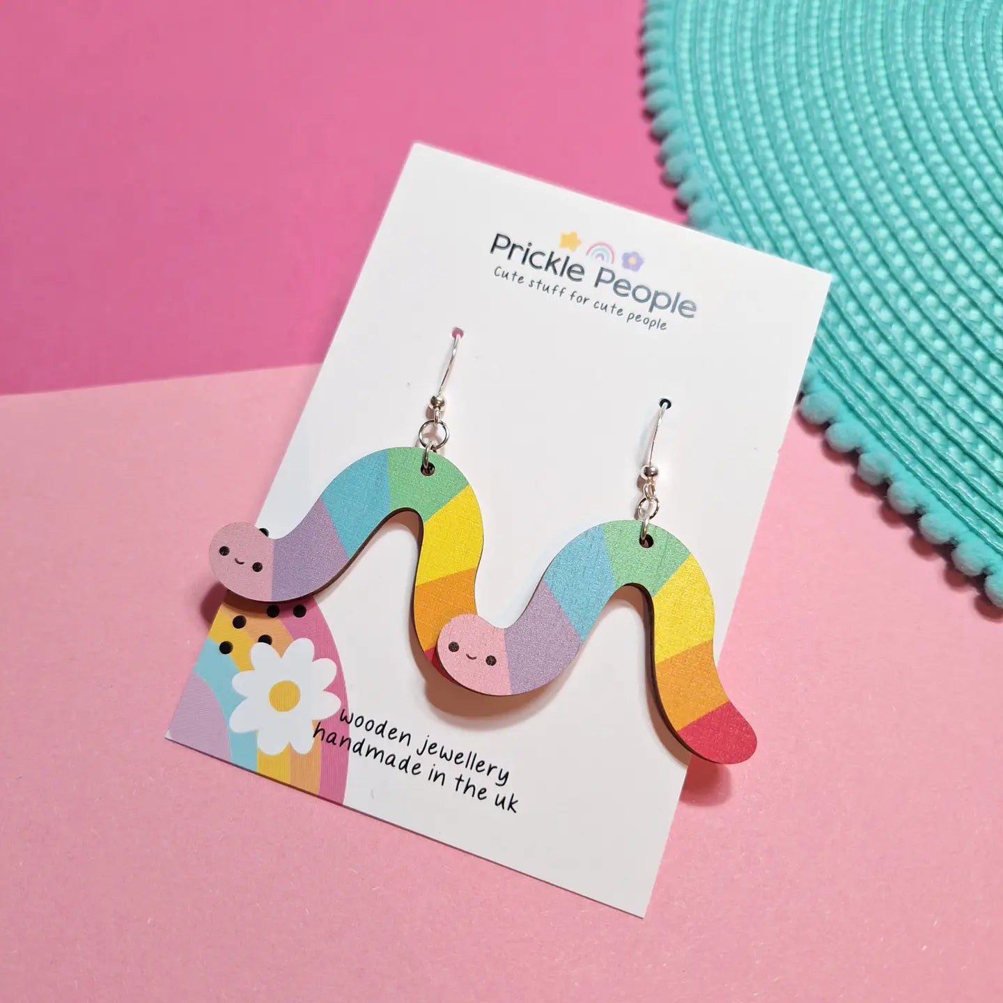 Rainbow Worm Dangle Earrings