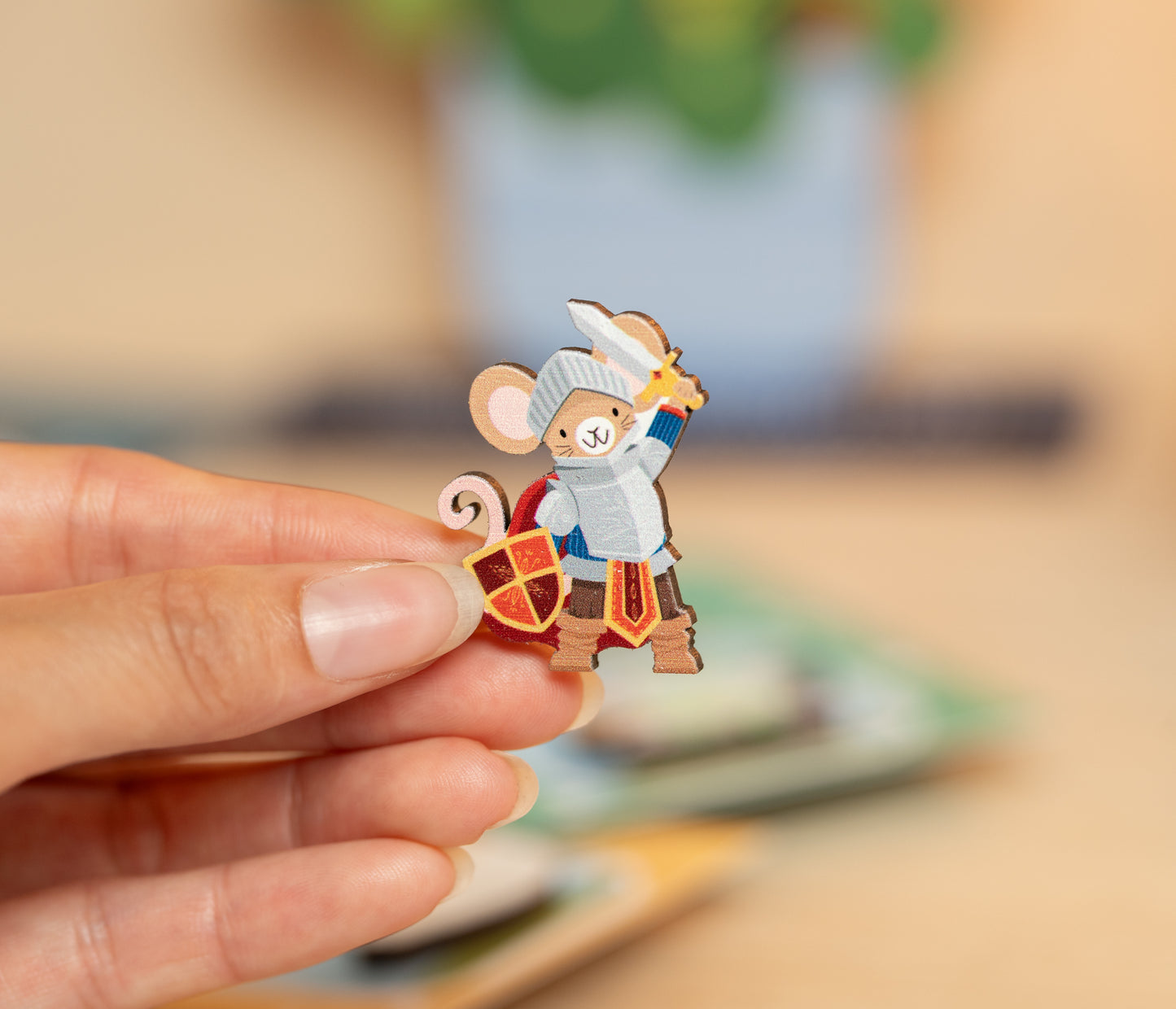 Brave Little Mouse Wooden Pin