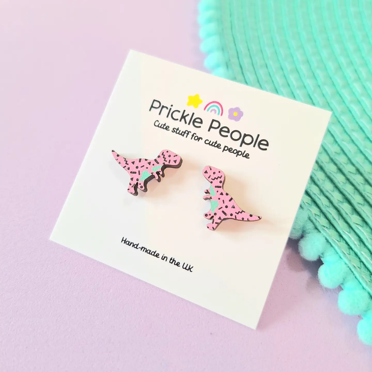 Pink T-rex Dinosaur Stud Earrings