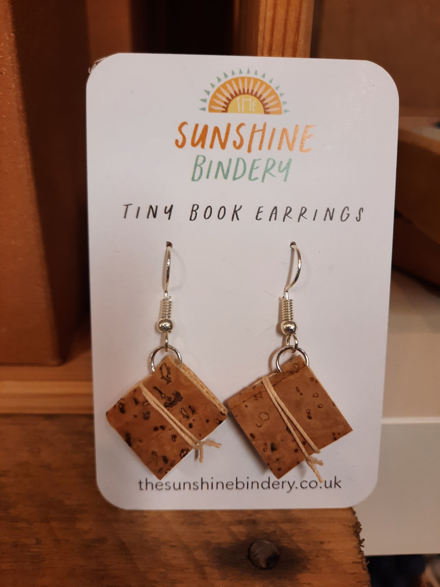 Vegan Cork Tiny Book Earrings