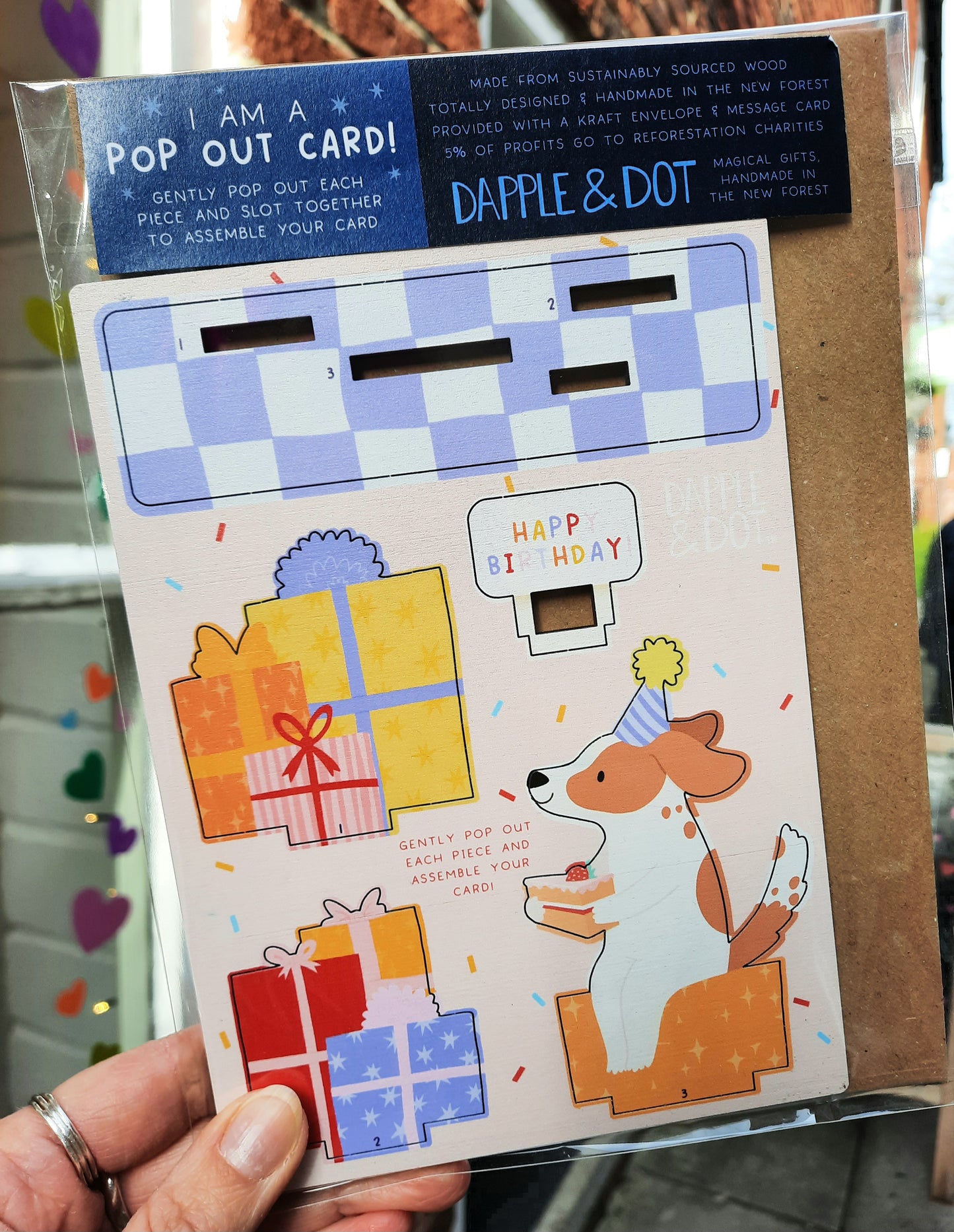 Wooden Birthday Dog Pop Out Card