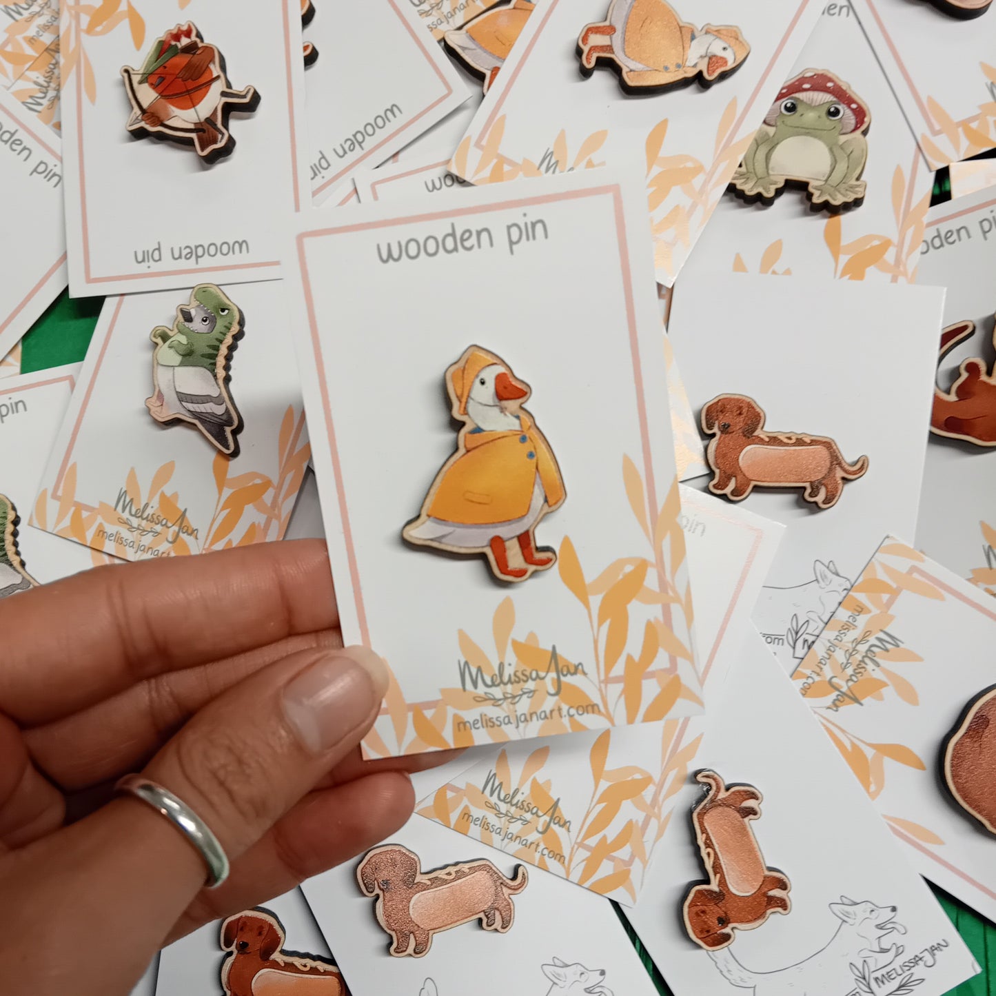 Goose In A Raincoat Wooden Pin Badge
