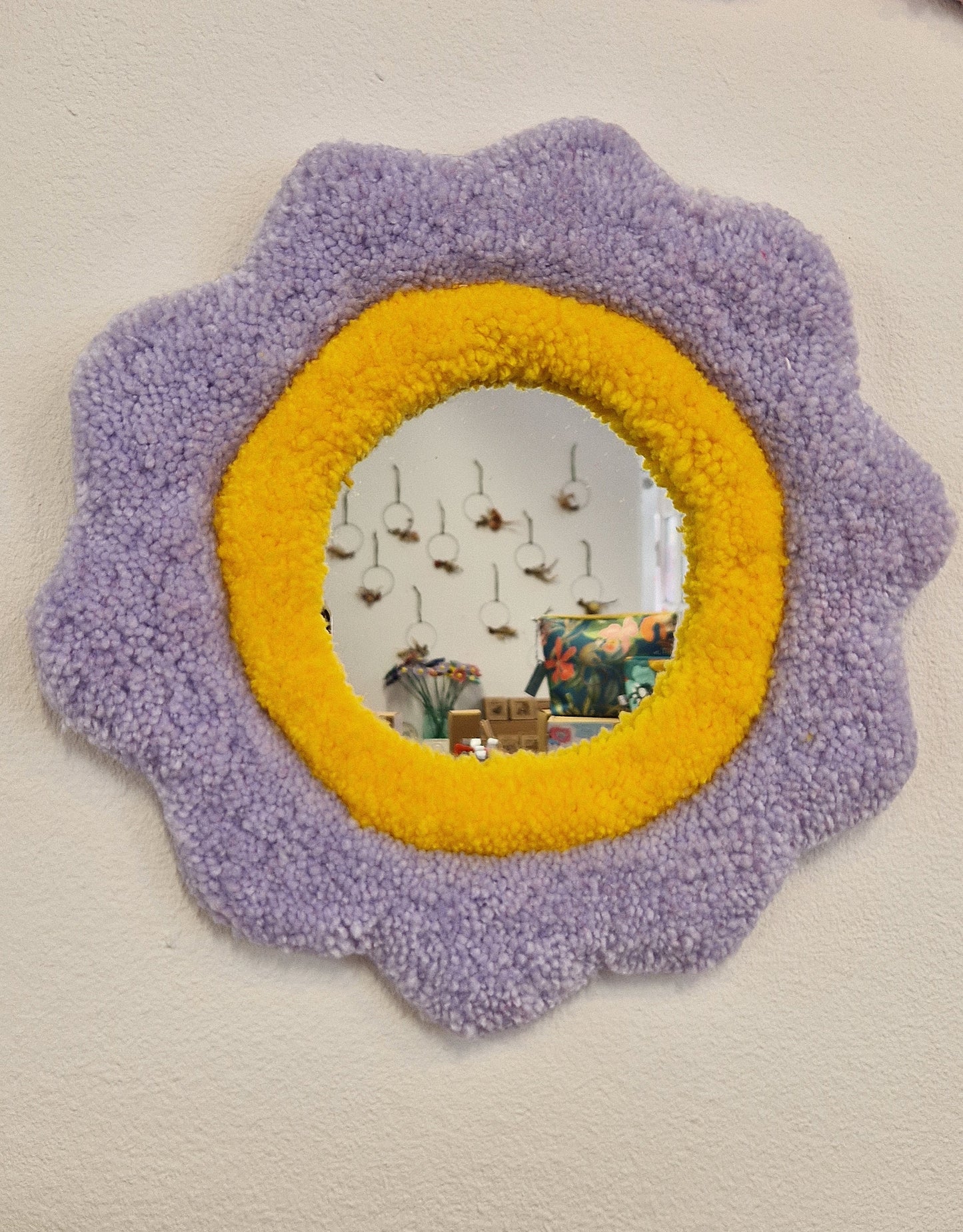 Flower Tufted Yarn Mirrors - Multiple Colours Available