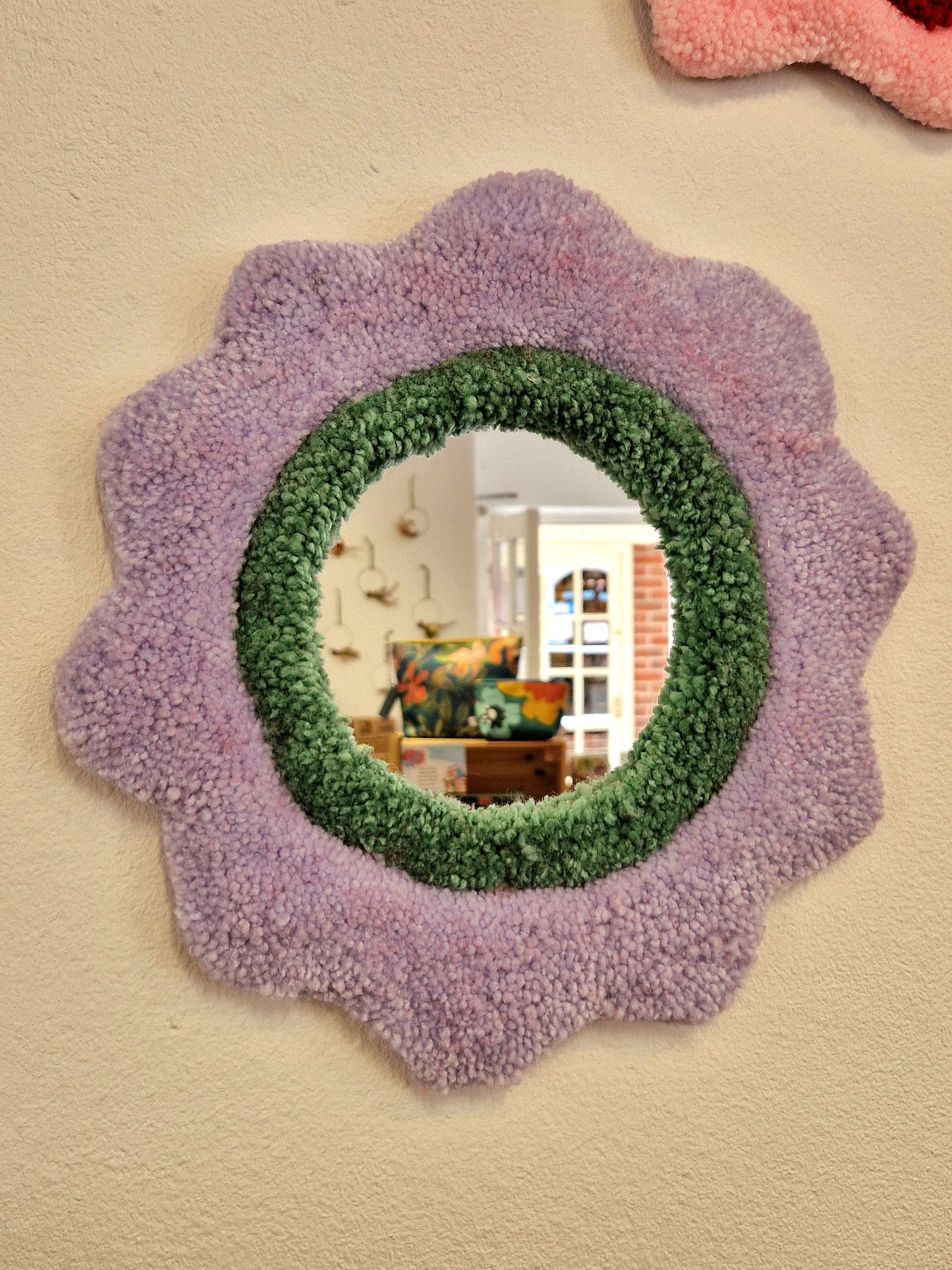 Flower Tufted Yarn Mirrors - Multiple Colours Available