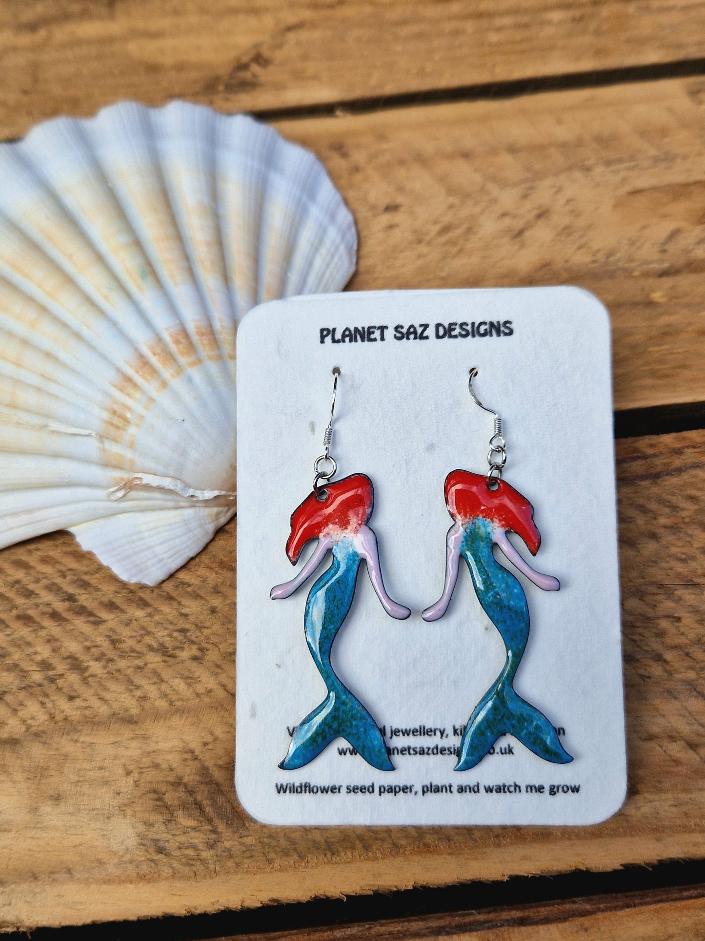 Mermaid Handmade Enamel Earrings