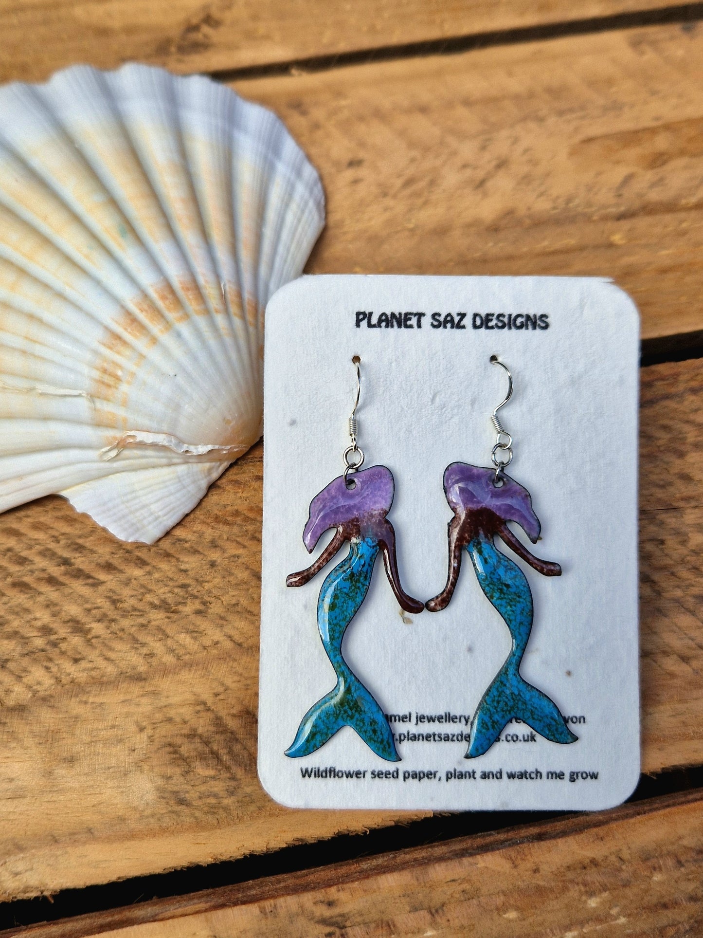 Mermaid Handmade Enamel Earrings