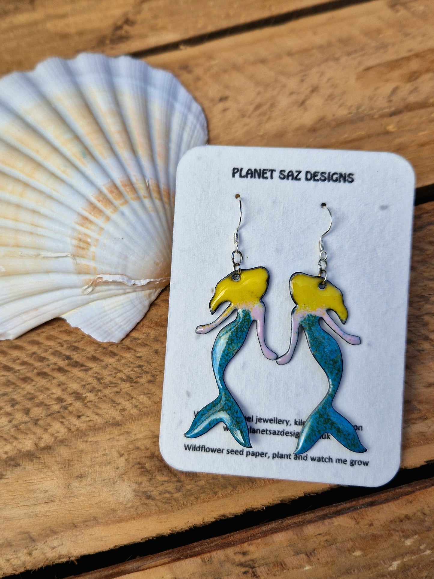 Mermaid Handmade Enamel Earrings