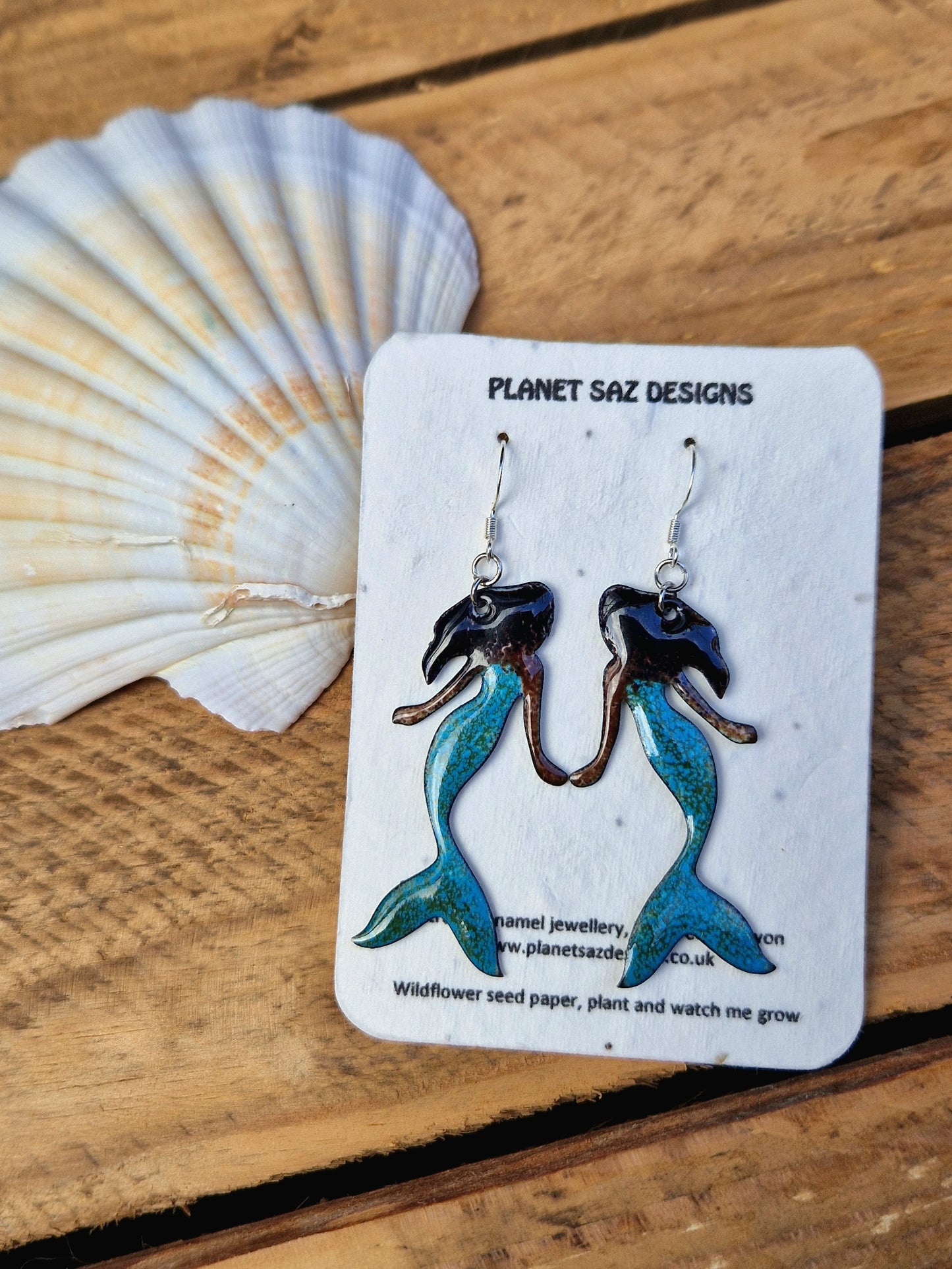 Mermaid Handmade Enamel Earrings