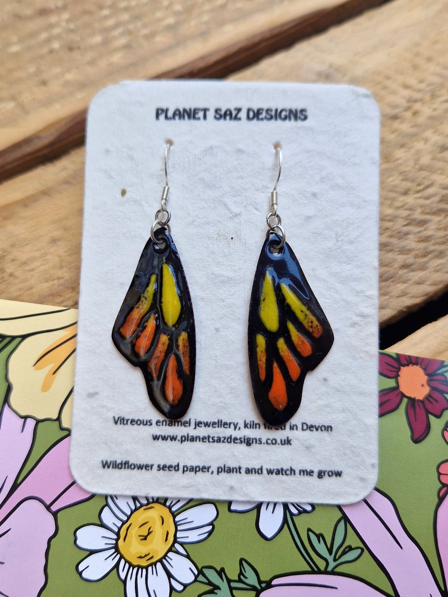 Butterfly Wing Handmade Enamel Earrings