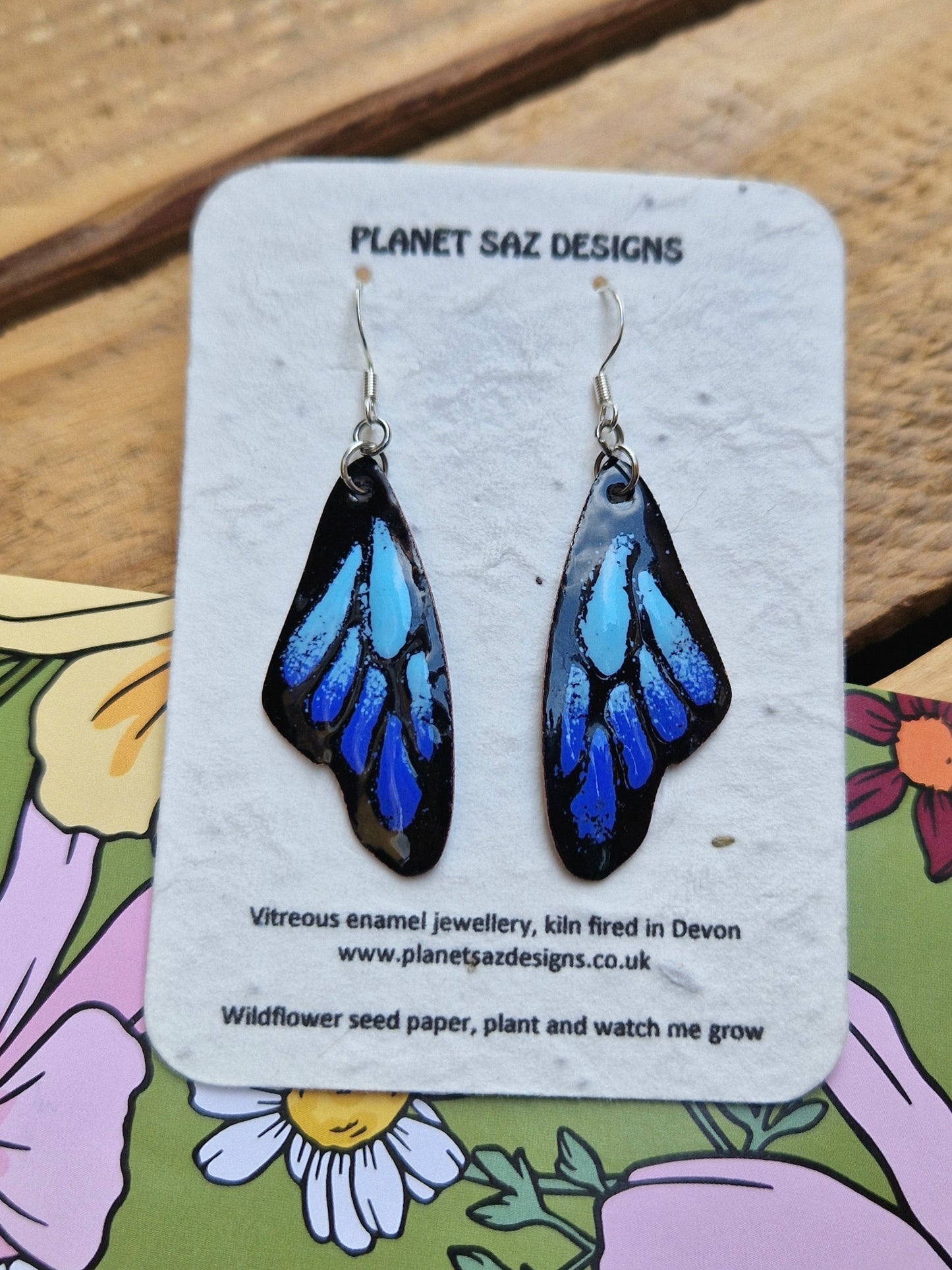 Butterfly Wing Handmade Enamel Earrings