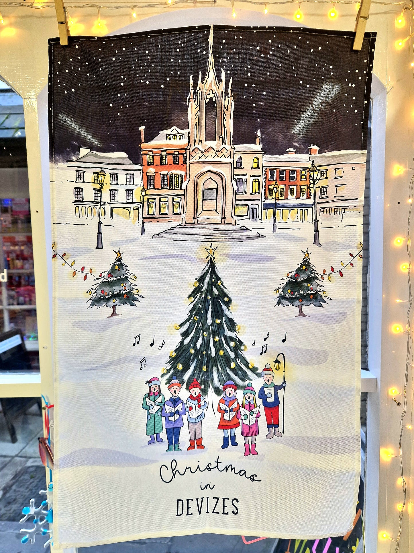 Devizes Market Cross Choir Christmas Tea Towel
