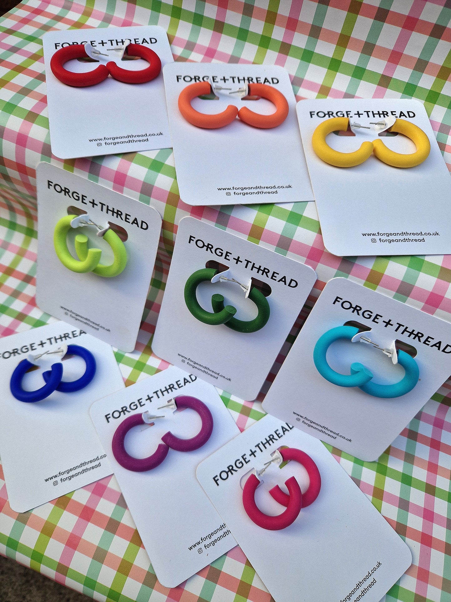 Forge + Thread Polymer Clay Hoop Earrings - various colours available