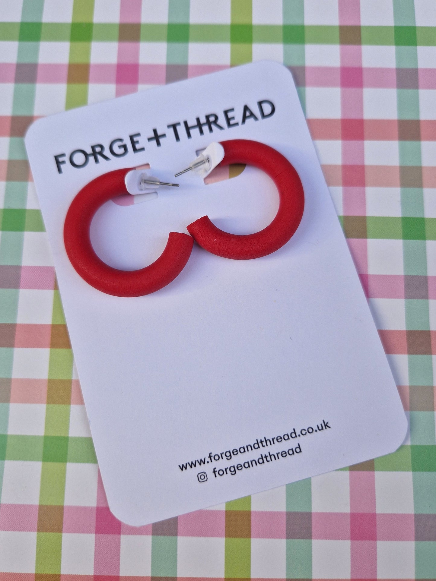 Forge + Thread Polymer Clay Hoop Earrings - various colours available