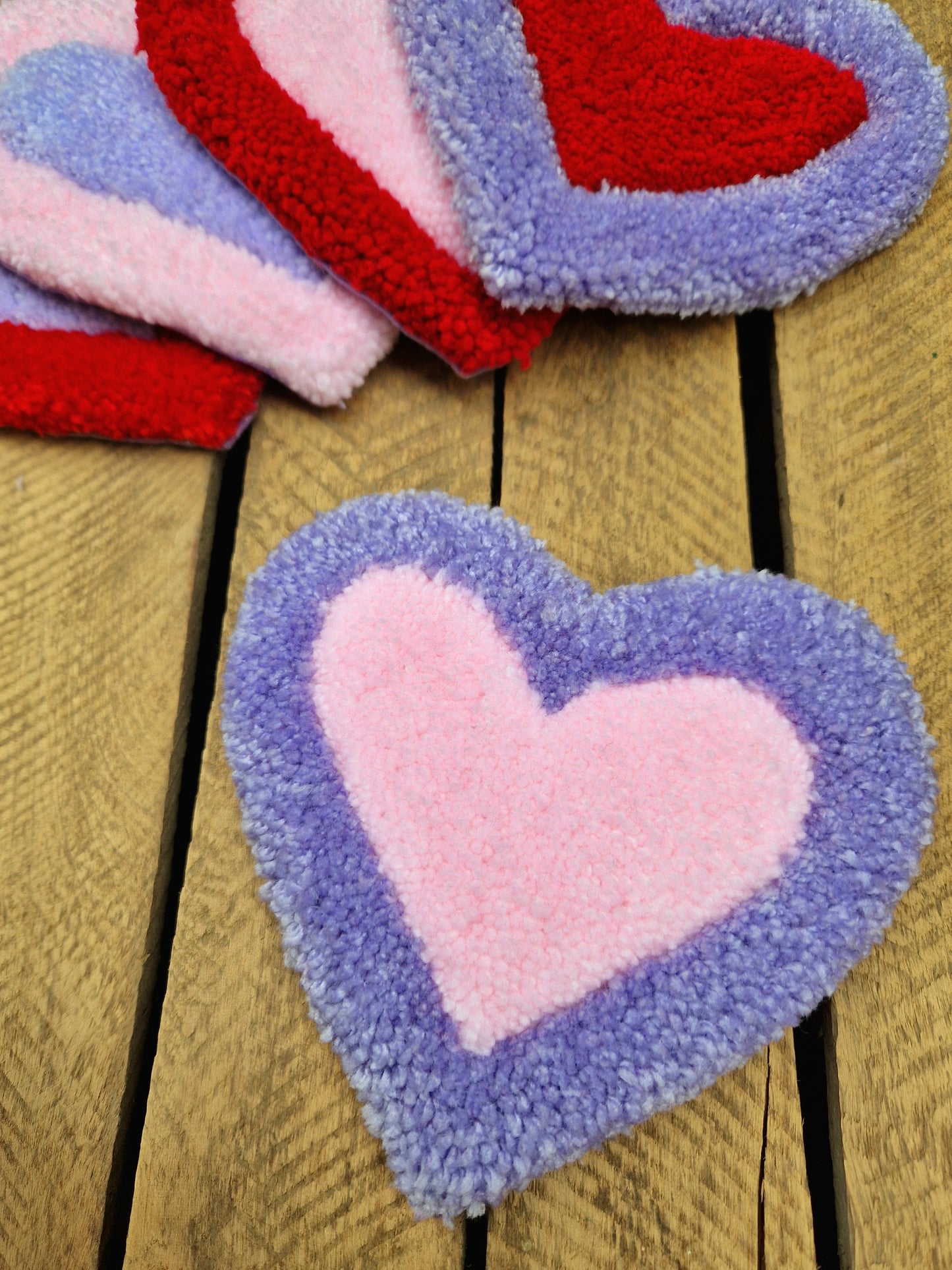 Heart Tufted Yarn Mug Rugs - Various Colour Available