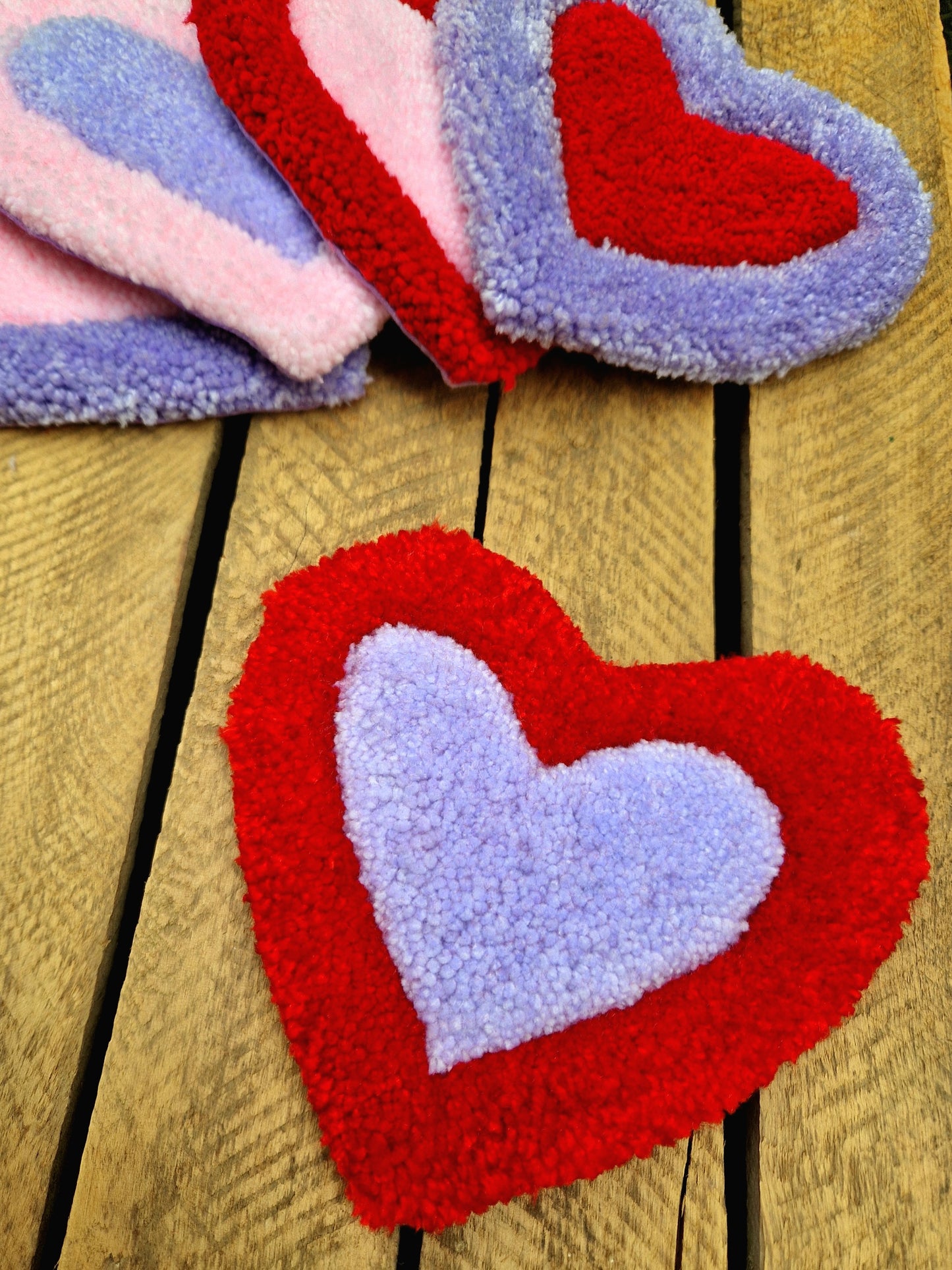 Heart Tufted Yarn Mug Rugs - Various Colour Available