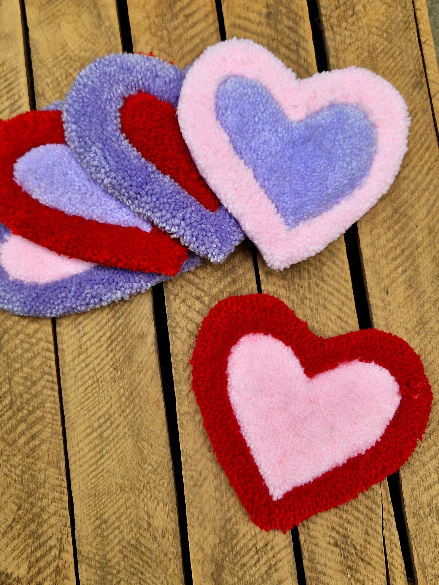 Heart Tufted Yarn Mug Rugs - Various Colour Available