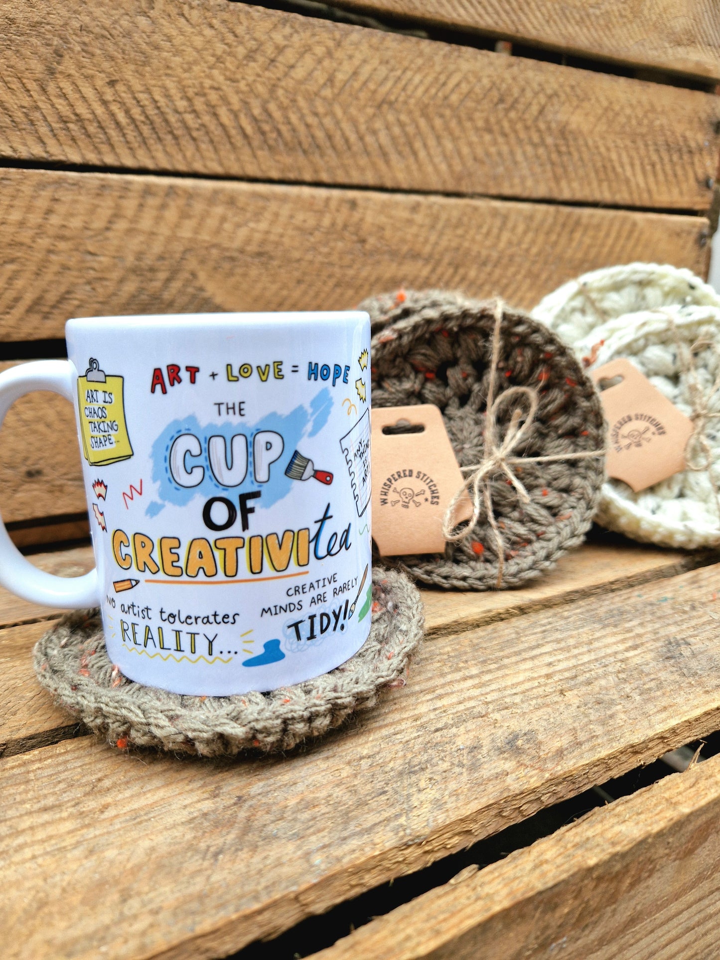 Set Of 4 Crochet Coasters - 2 Colours To Choose From