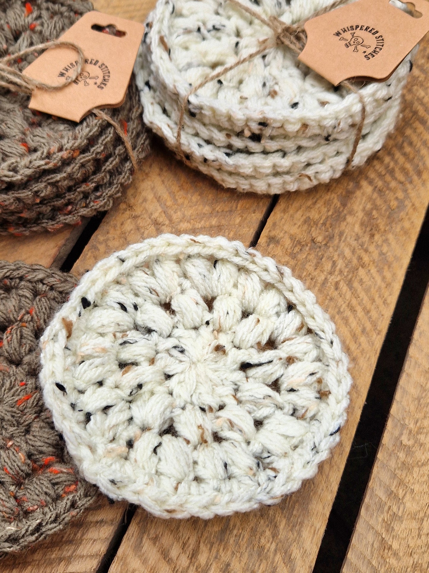 Set Of 4 Crochet Coasters - 2 Colours To Choose From