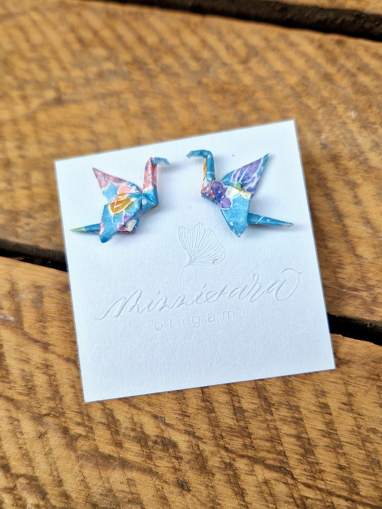 Handmade Mini Origami Crane Stud Earrings