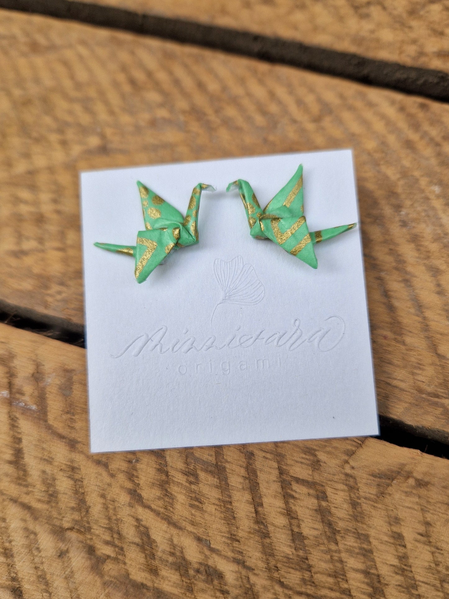 Handmade Mini Origami Crane Stud Earrings