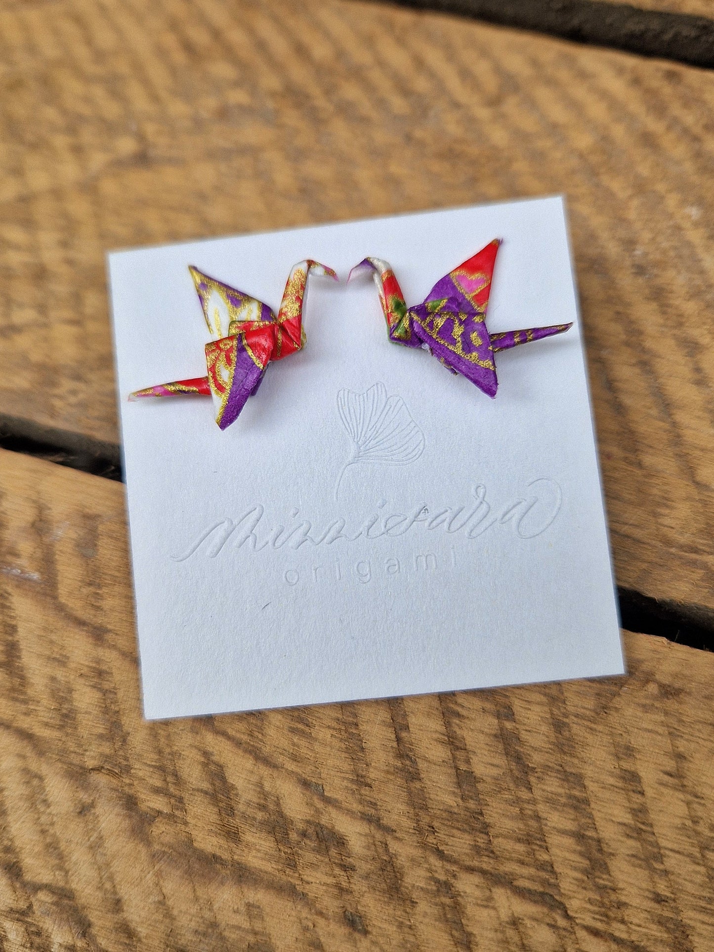 Handmade Mini Origami Crane Stud Earrings