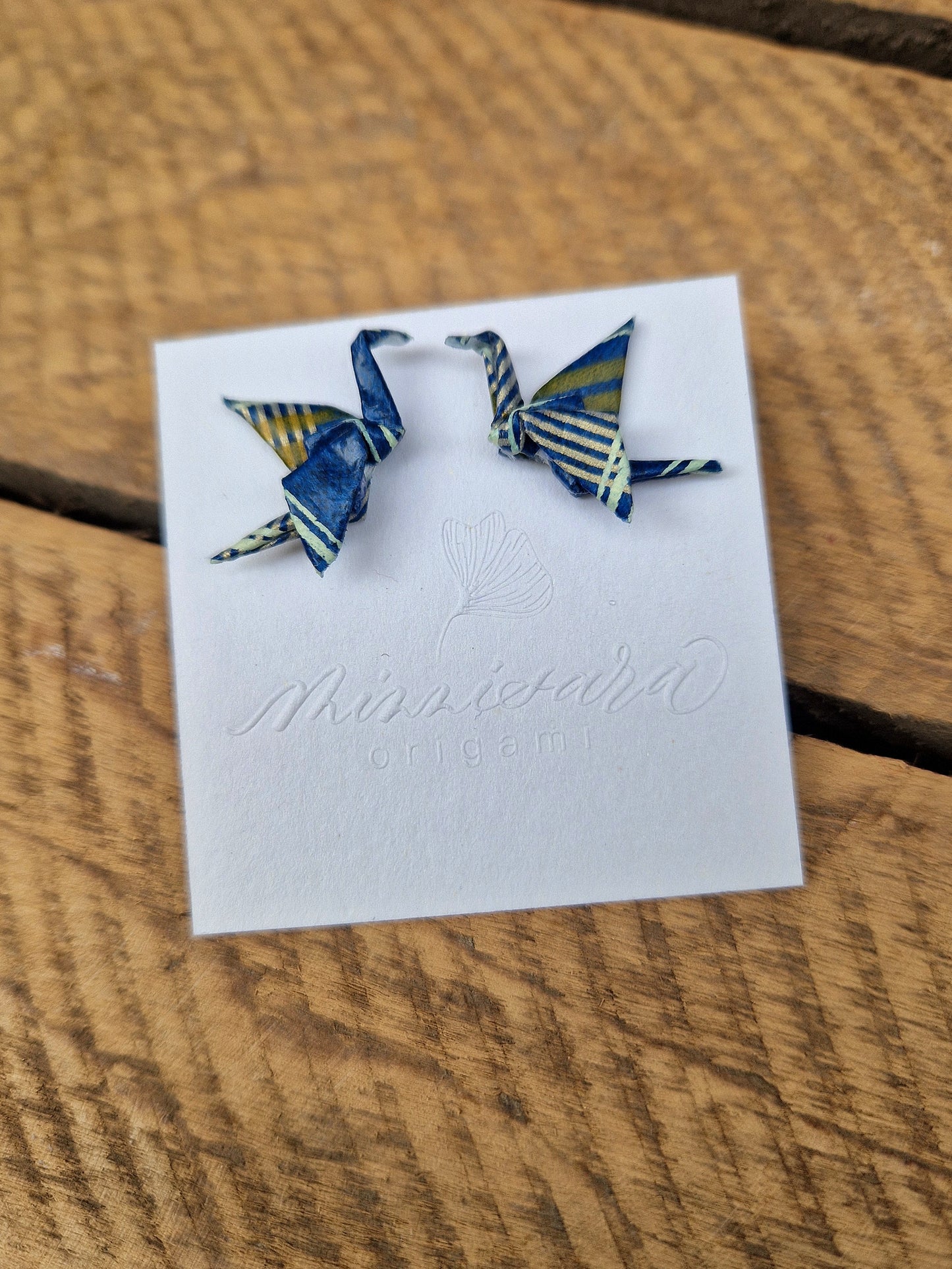 Handmade Mini Origami Crane Stud Earrings
