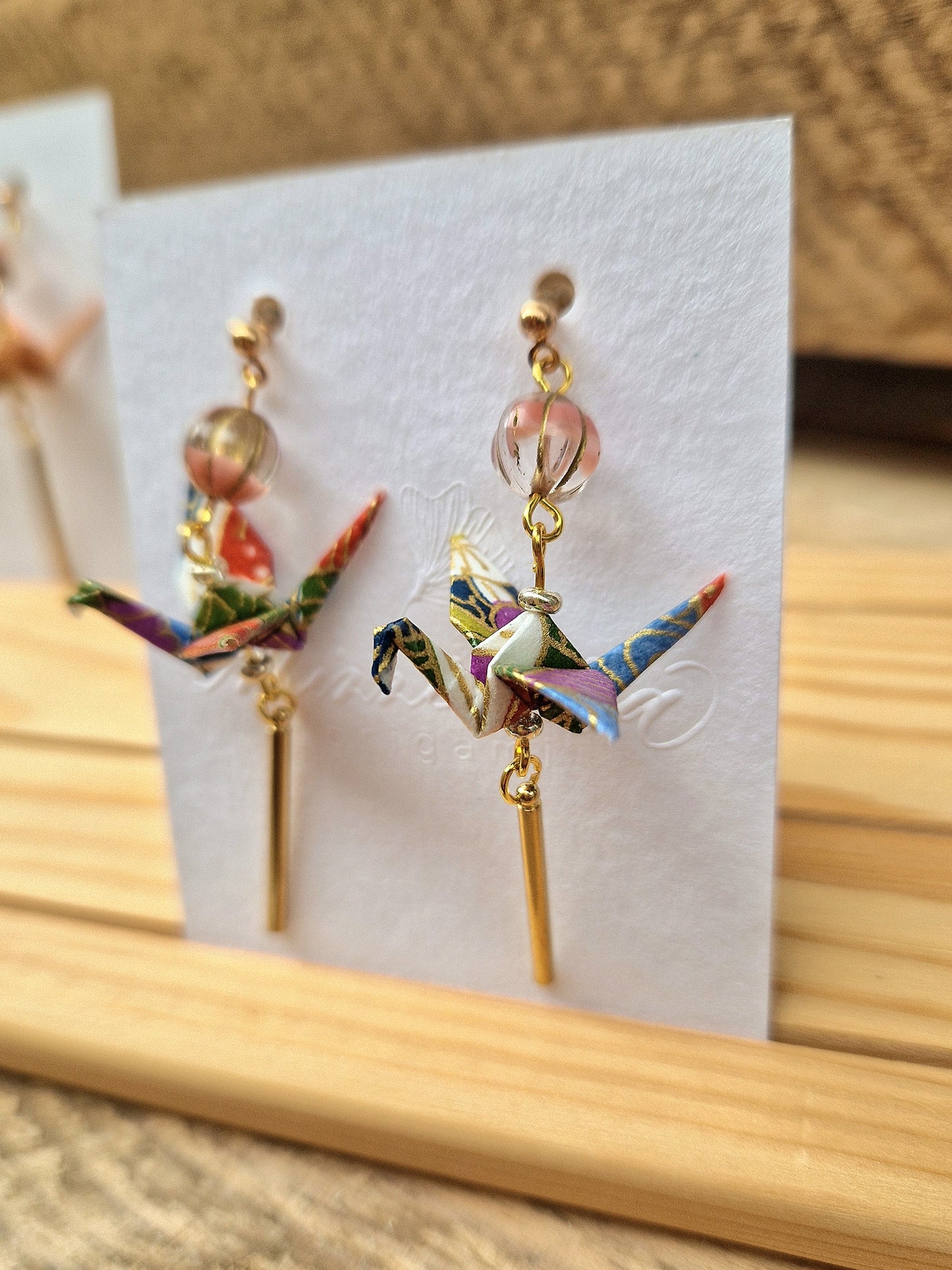Handmade Origami Crane Earrings