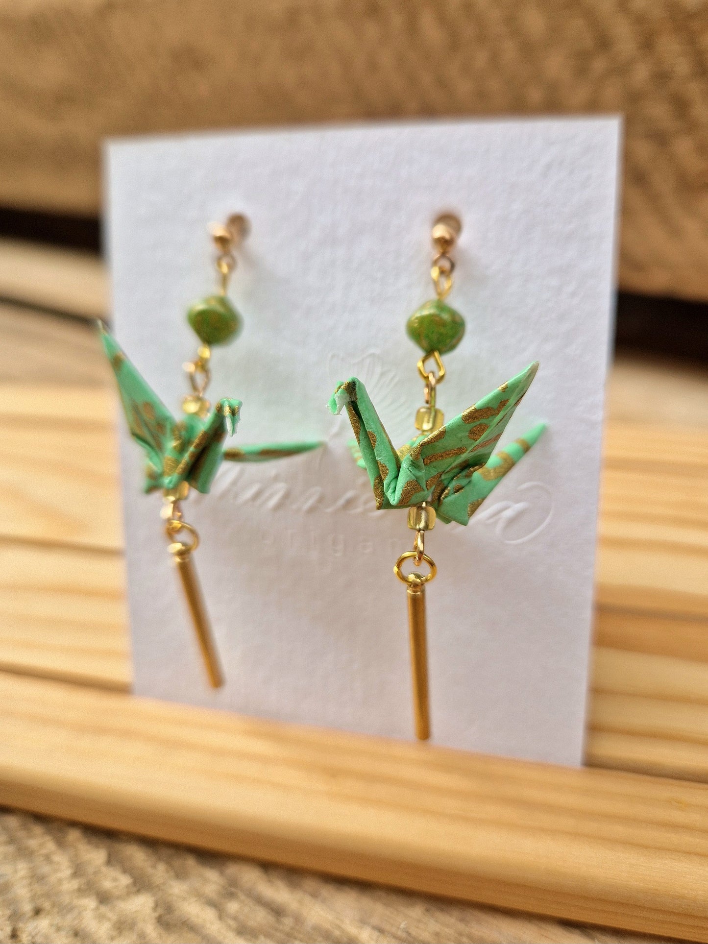 Handmade Origami Crane Earrings
