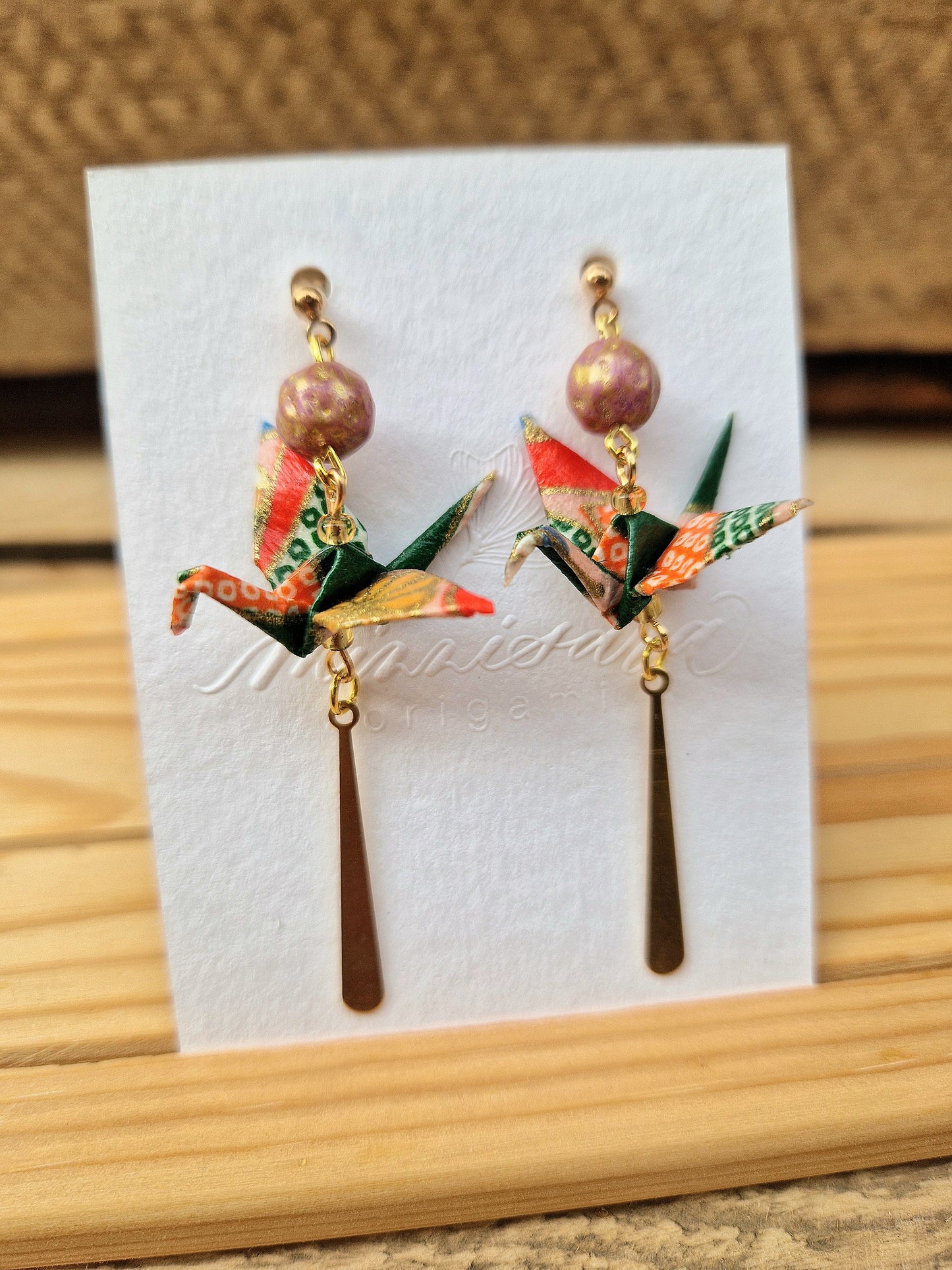Handmade Origami Crane Earrings