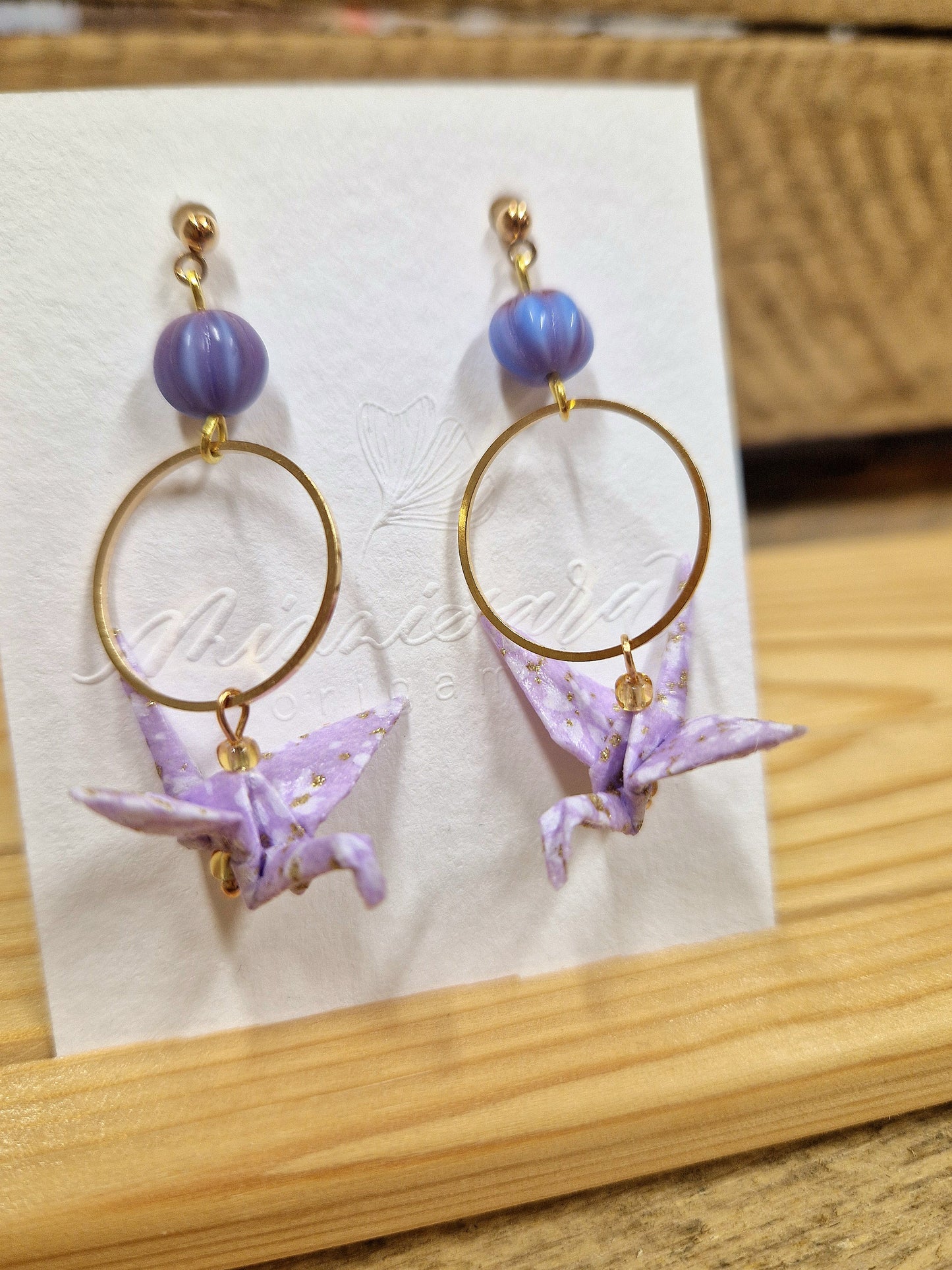 Handmade Origami Crane Earrings