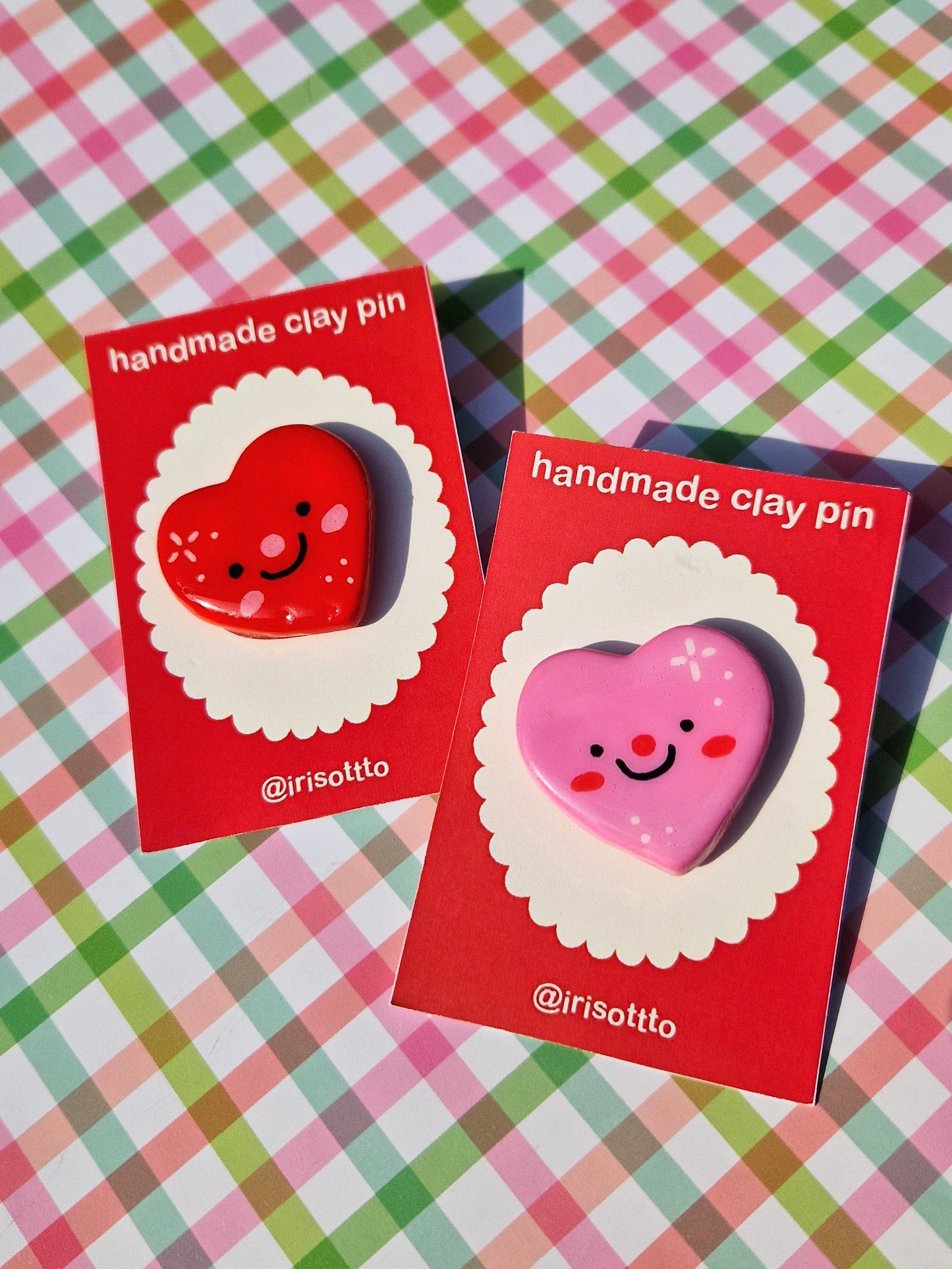 Iris Otto Handmade Clay Heart Badge - 2 Available Colours