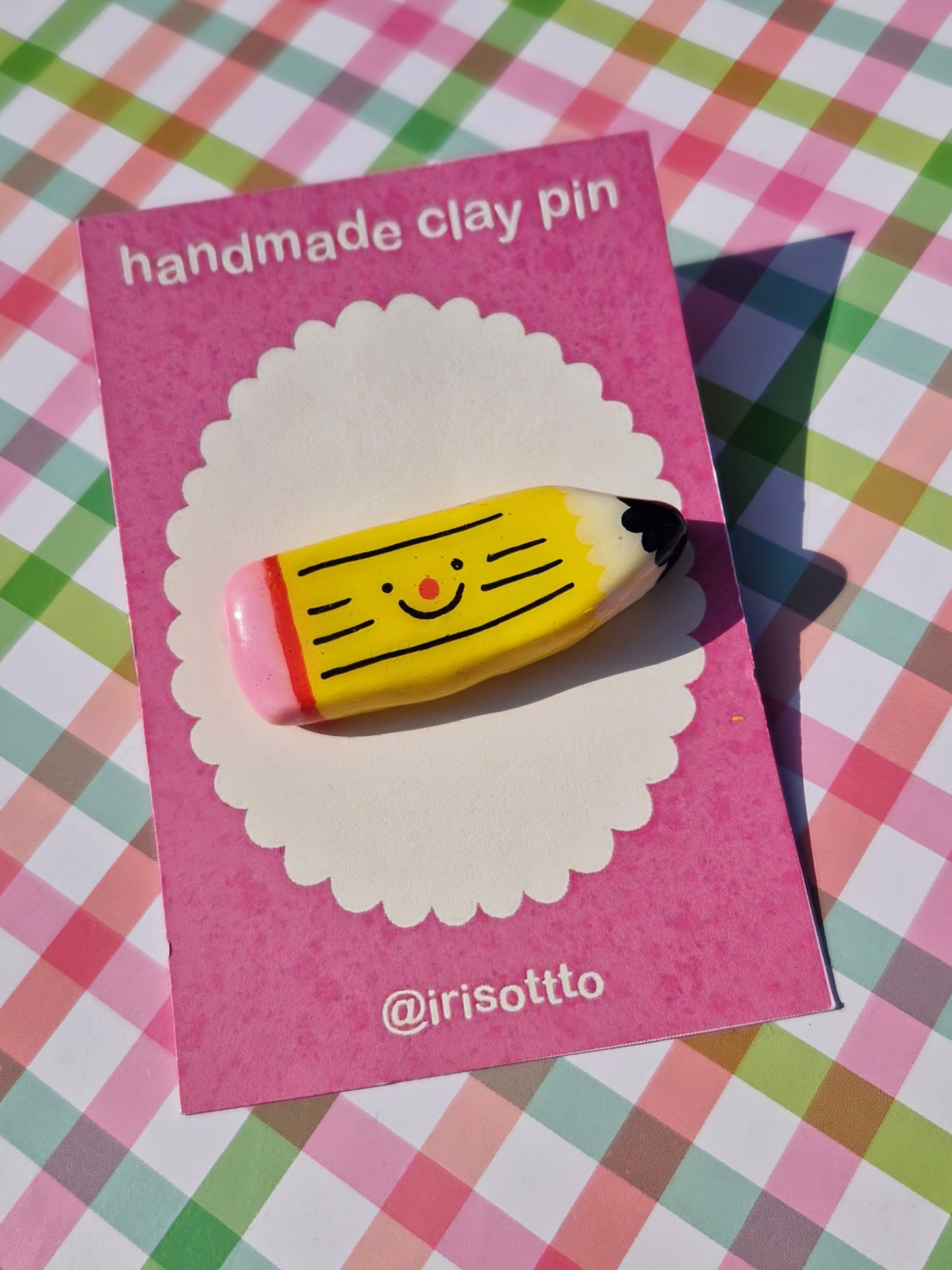 Iris Otto Handmade Clay Pencil Badge