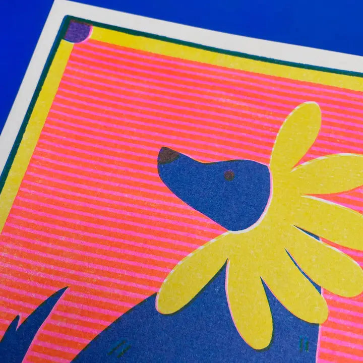 Dandelion Labrador Risograph Mini Print - A5