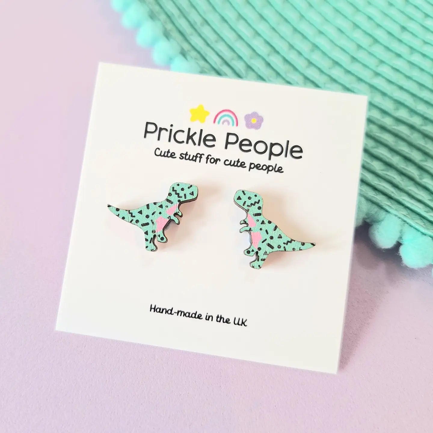 Turquoise T-rex Dinosaur Stud Earrings