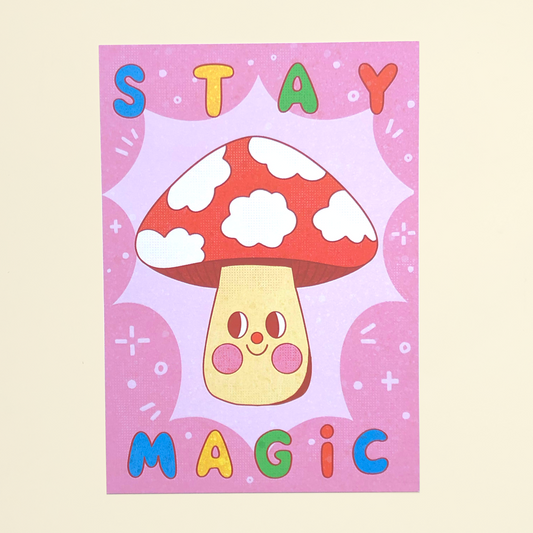 A5 Iris Otto Mushroom 'Stay Magic' Print