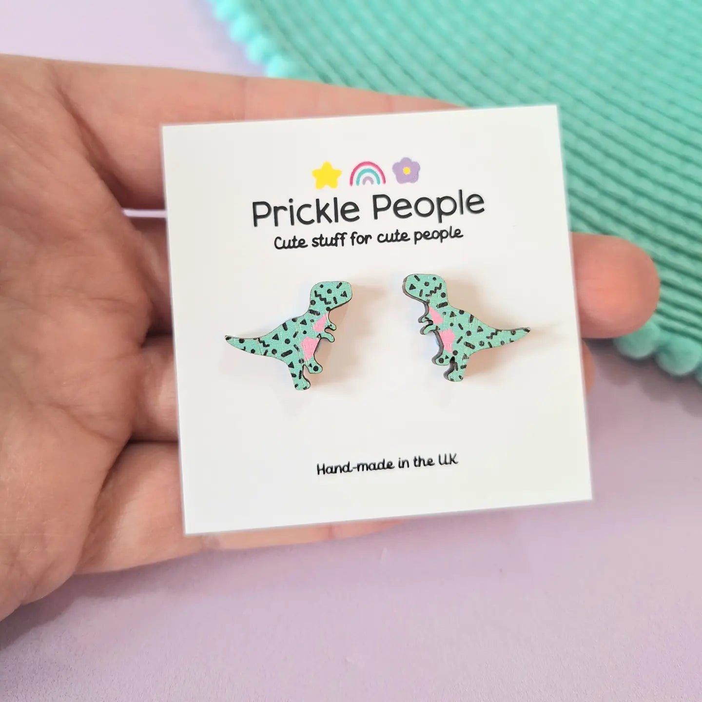 Turquoise T-rex Dinosaur Stud Earrings