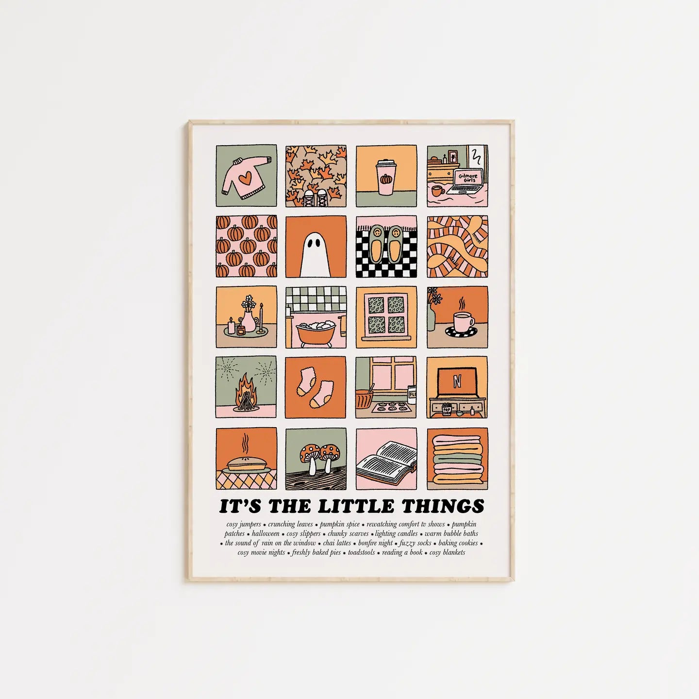 Autumn Edition 'It's the Little Things' Illustrated Quote A4 Print