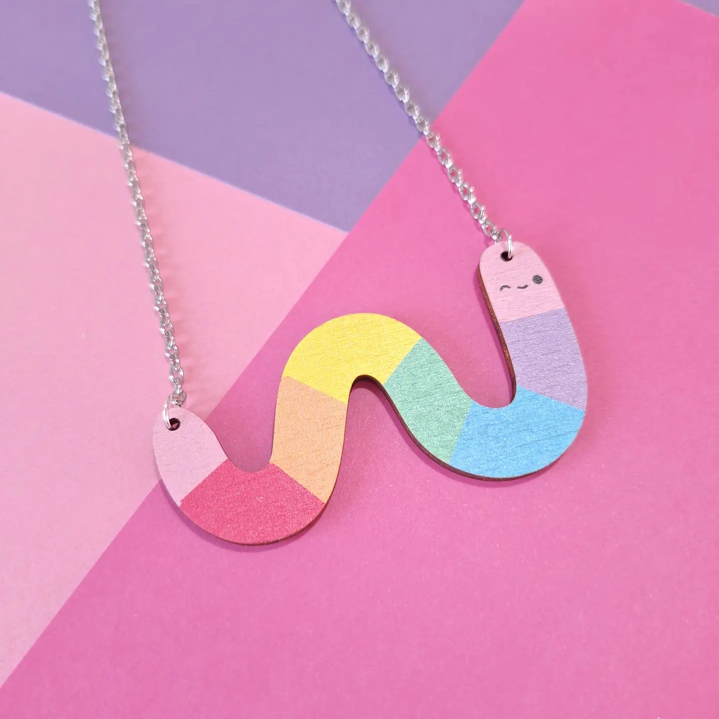 Cute Rainbow Worm Necklace