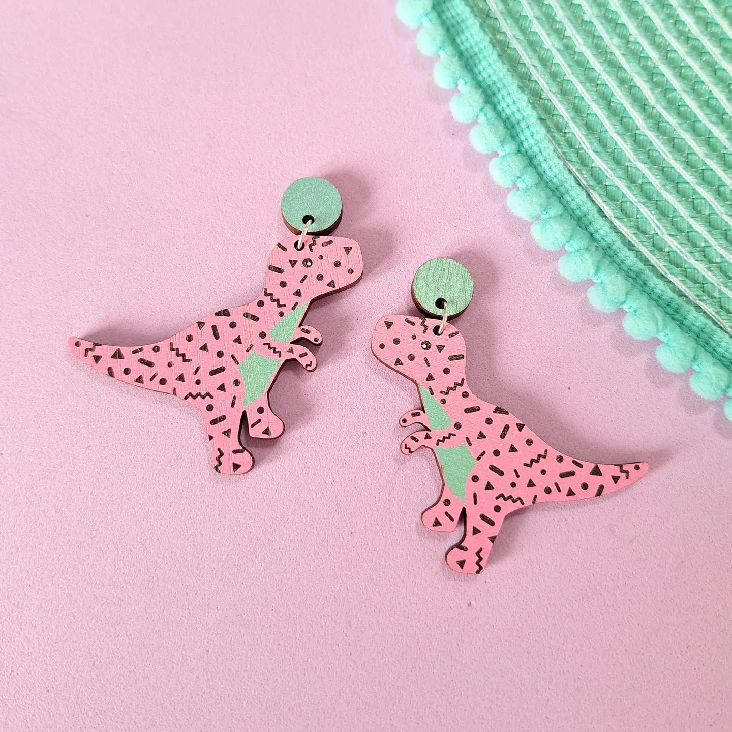 Pink T-rex Dinosaur Statement Earrings