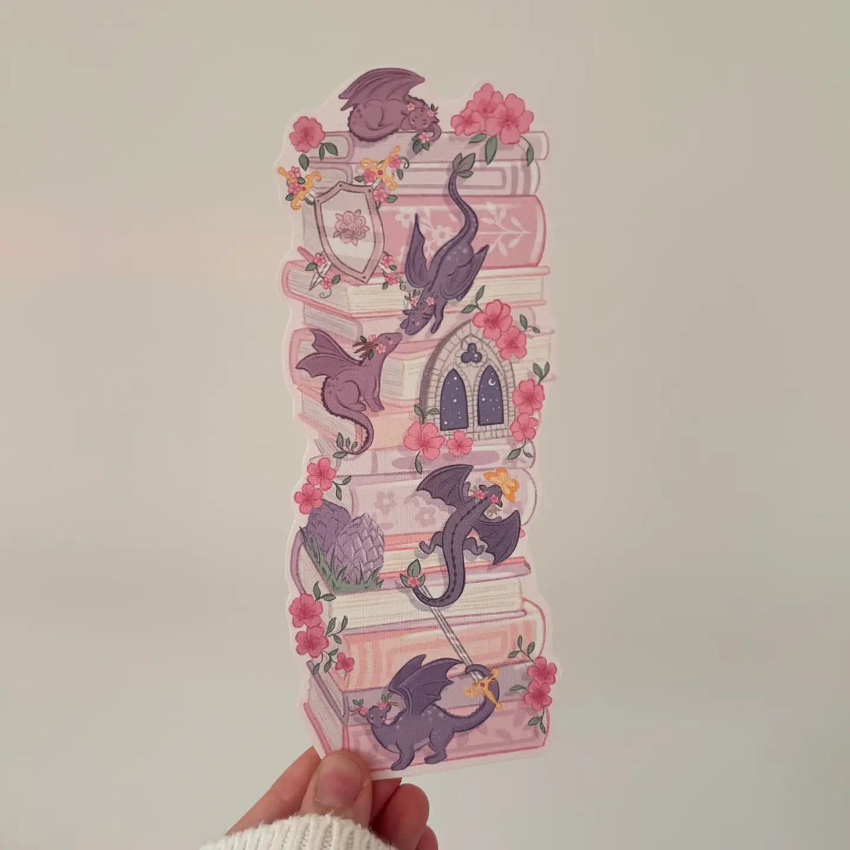 Flower Dragon Bookstack Bookmark