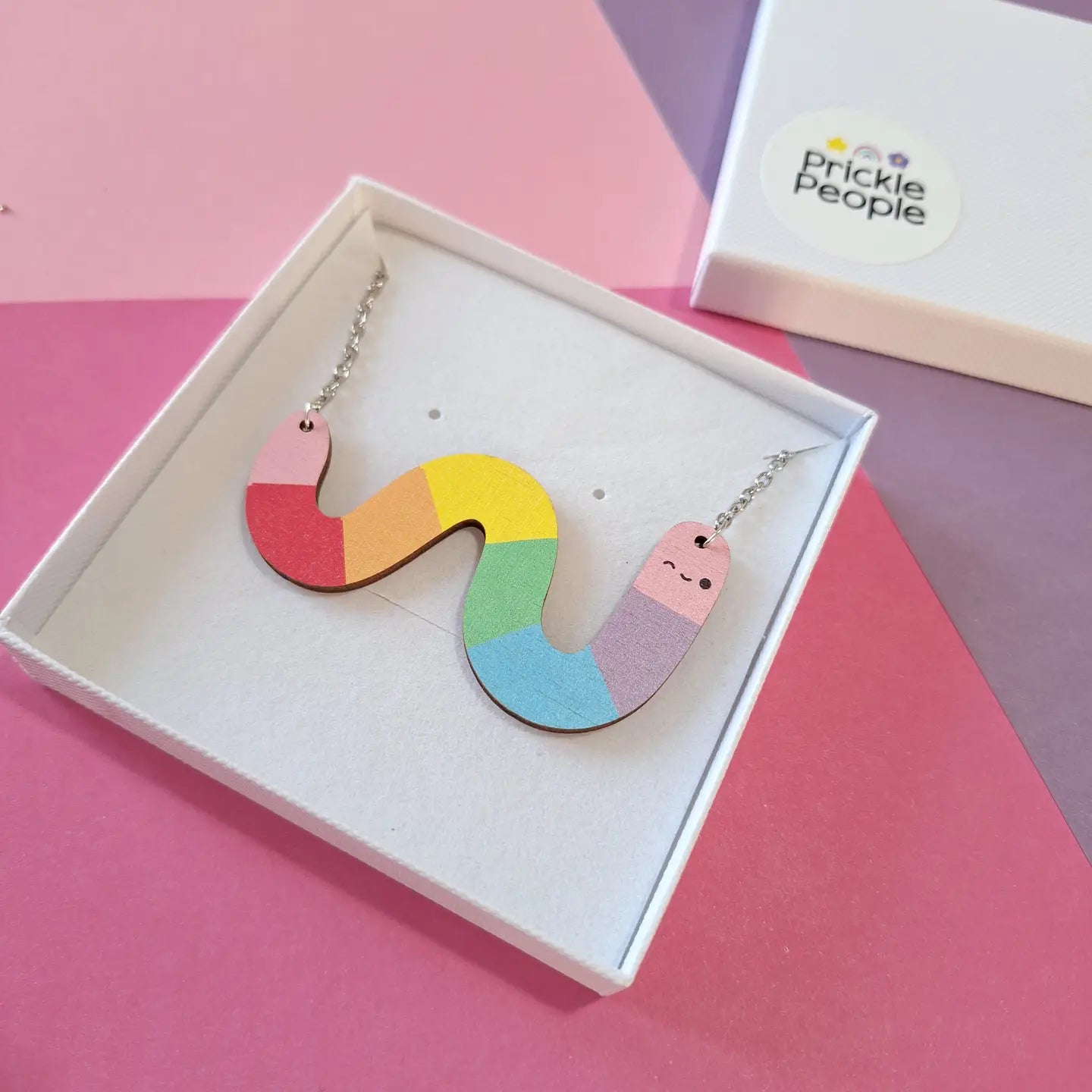 Cute Rainbow Worm Necklace