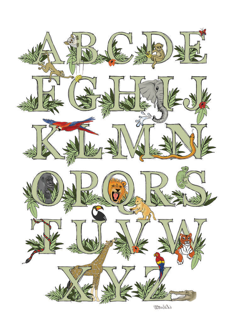 A3 Jungle Alphabet Print (Unframed)