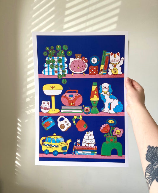 A3 Blue 'Trinkets' Print