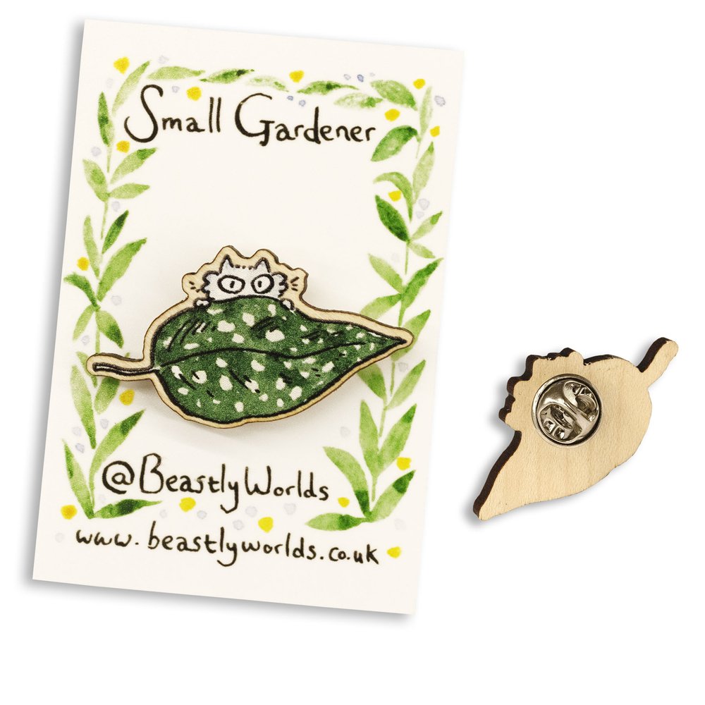 Small Gardener Wooden Pin Badge - 6 Styles To Choose From