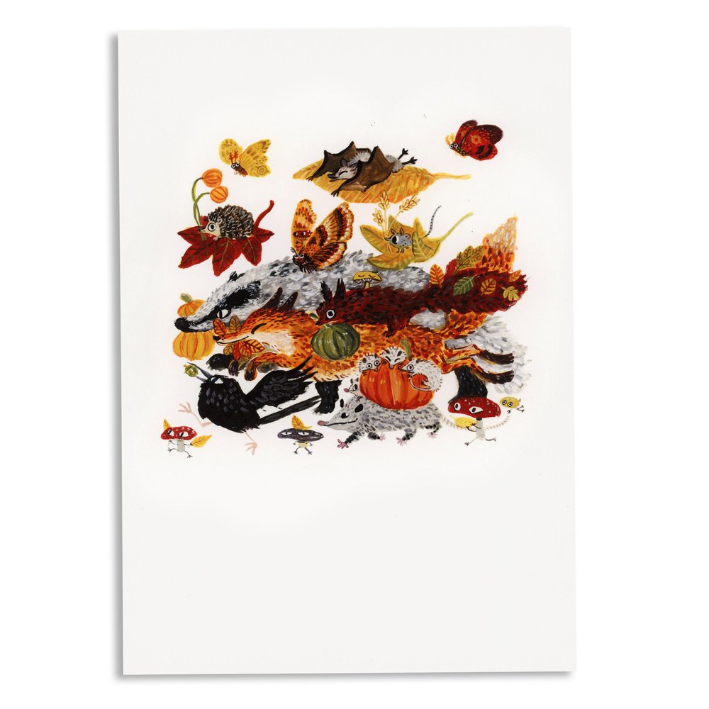 Autumn Critter Parade Print - 2 Sizes Available