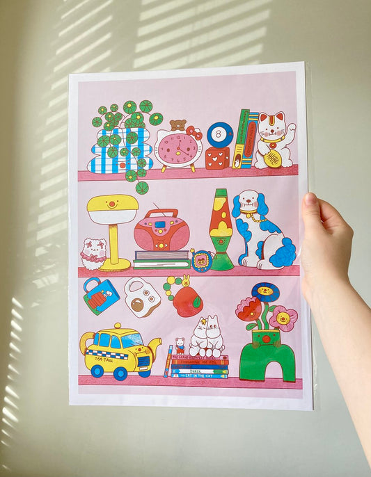 A3 Pink 'Trinkets' Print