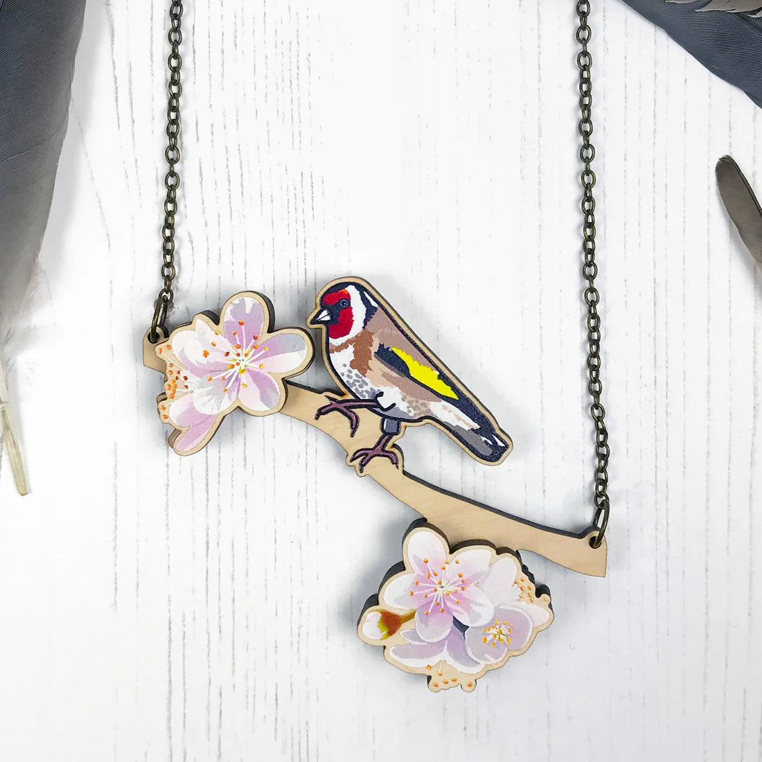 Birds Of A Feather Goldfinch Blossom Necklace