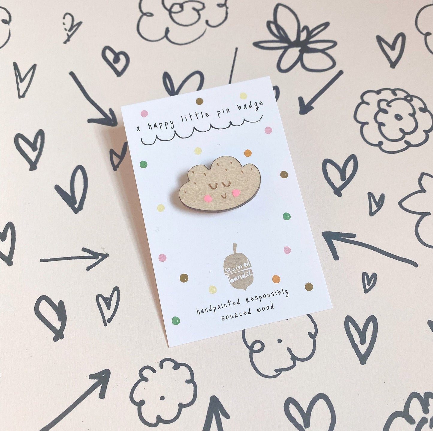 Smiley Cloud Pin Badge