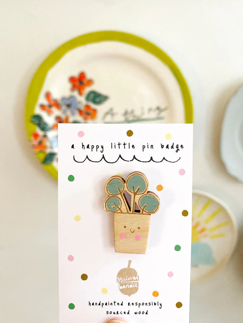 Smiley Plant Pin Badge